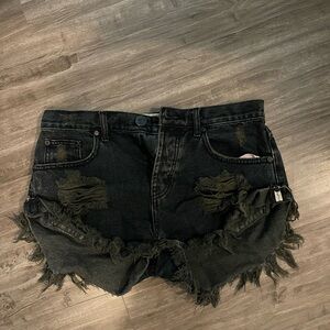 ONE TEASPOON FREE PEOPLE BANDIT SHORTS IN BLACK